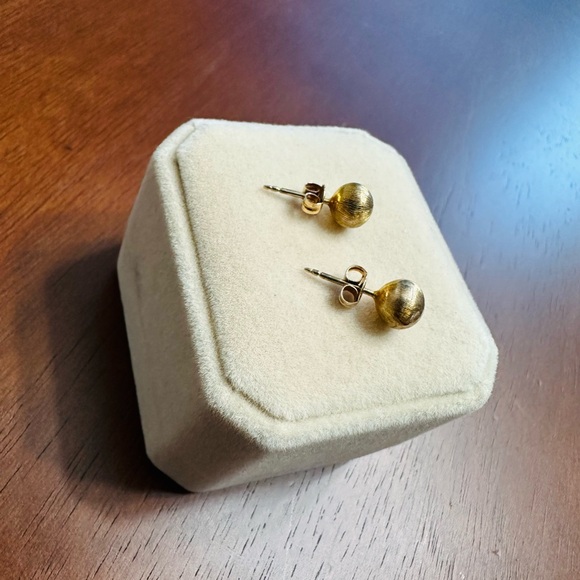 10K Yellow Gold Dome Stud Earrings - Picture 5 of 11